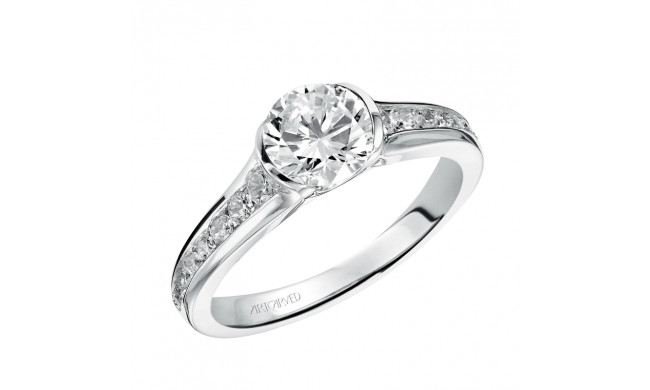 Artcarved Bridal Semi-Mounted with Side Stones Contemporary Bezel Diamond Engagement Ring Carina 14K White Gold - 31-V385ERW-E.01