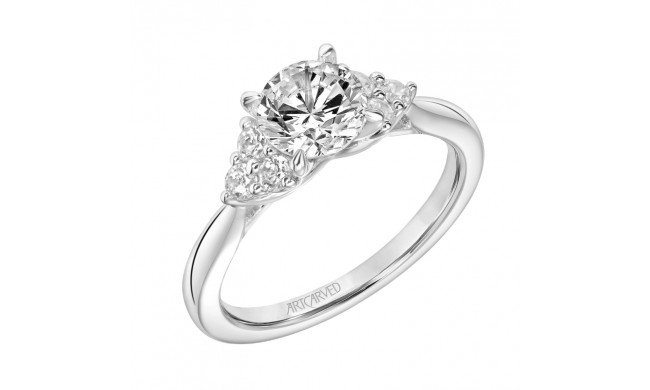 Artcarved Bridal Mounted with CZ Center Classic 3-Stone Engagement Ring Maryann 18K White Gold - 31-V865ERW-E.02