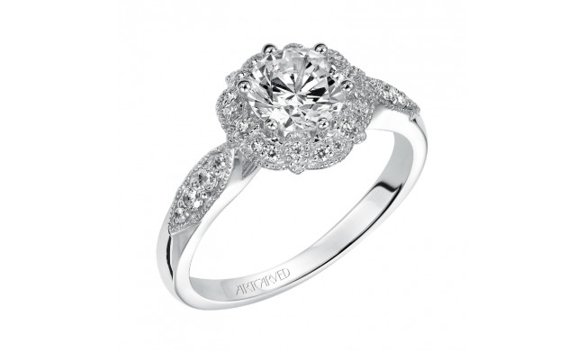 Artcarved Bridal Semi-Mounted with Side Stones Vintage Halo Engagement Ring Francesca 14K White Gold - 31-V480ERW-E.01