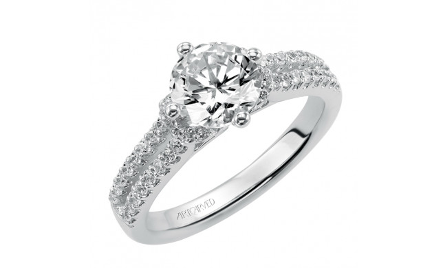 Artcarved Bridal Semi-Mounted with Side Stones Classic Engagement Ring Lynn 14K White Gold - 31-V393FRW-E.01