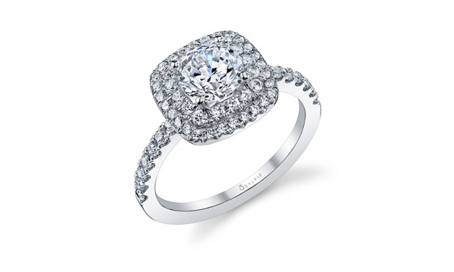 0.55tw Semi-Mount Engagement Ring With 1ct Round/Cushion Halo