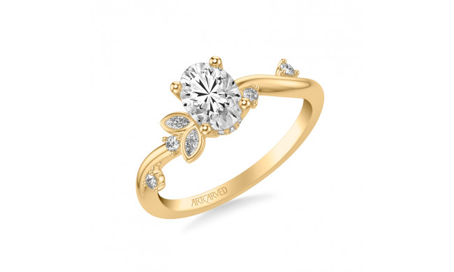 Artcarved Bridal Semi-Mounted with Side Stones Contemporary Engagement Ring 18K Yellow Gold - 31-V1034EVY-E.03