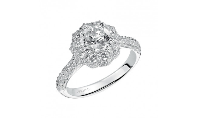 Artcarved Bridal Semi-Mounted with Side Stones Contemporary Halo Engagement Ring Tabitha 14K White Gold - 31-V450ERW-E.01