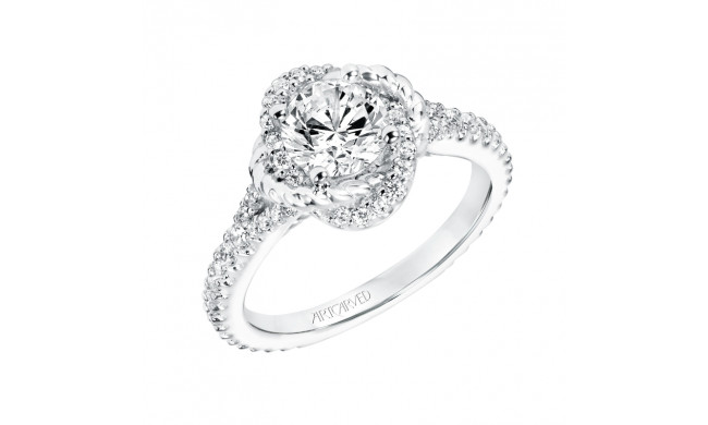 Artcarved Bridal Mounted with CZ Center Contemporary Rope Halo Engagement Ring Ryane 14K White Gold - 31-V702ERW-E.00