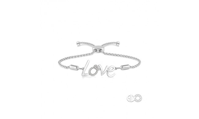 Ashi Sterling Silver White Single Cut Diamond LOVE Bracelet