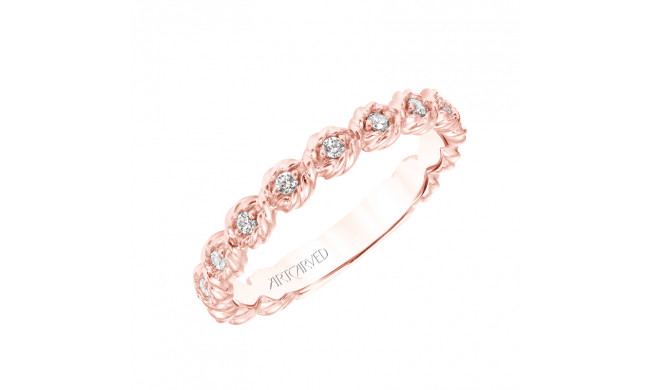 Artcarved Bridal Mounted with Side Stones Contemporary Twist Diamond Wedding Band Larisa 14K Rose Gold - 31-V758RR-L.00
