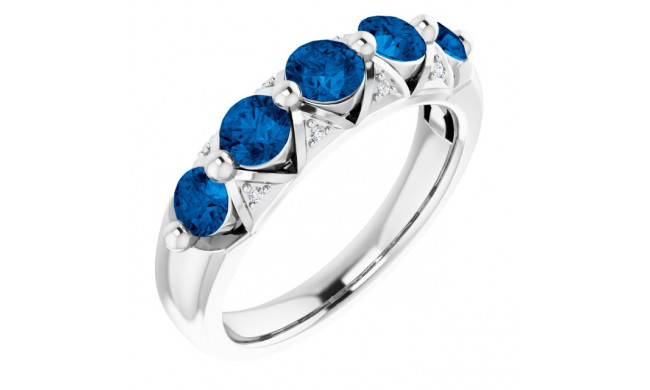 14K White Ceylon Blue Sapphire & .03 CTW Diamond Ring - 693141170P