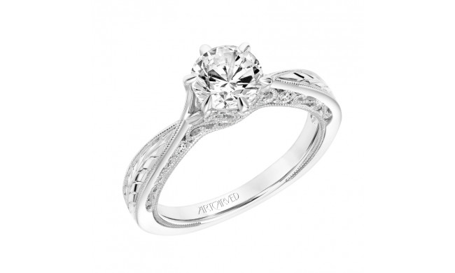 Artcarved Bridal Mounted with CZ Center Vintage Filigree Diamond Engagement Ring Faith 18K White Gold - 31-V789ERW-E.02