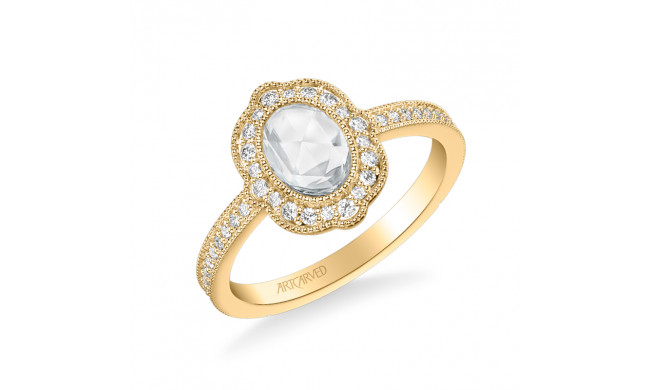 Artcarved Bridal Mounted Mined Live Center Vintage Halo Engagement Ring 18K Yellow Gold - 31-V1000CVY-E.01