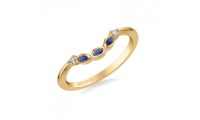 Artcarved Bridal Mounted with Side Stones Contemporary Gemstone Wedding Band 18K Yellow Gold & Blue Sapphire - 31-V1031SY-L.01
