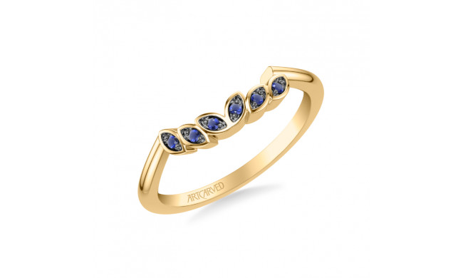 Artcarved Bridal Mounted with Side Stones Contemporary Wedding Band 18K Yellow Gold & Blue Sapphire - 31-V317SY-L.01