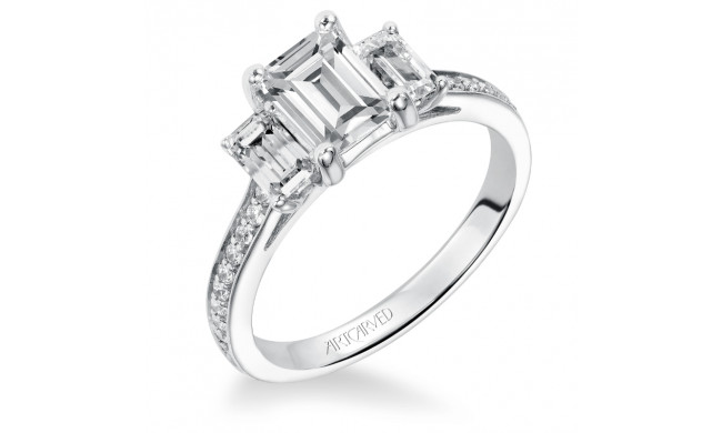 Artcarved Bridal Mounted with CZ Center Classic 3-Stone Engagement Ring Ashley 14K White Gold - 31-V248EEW-E.00