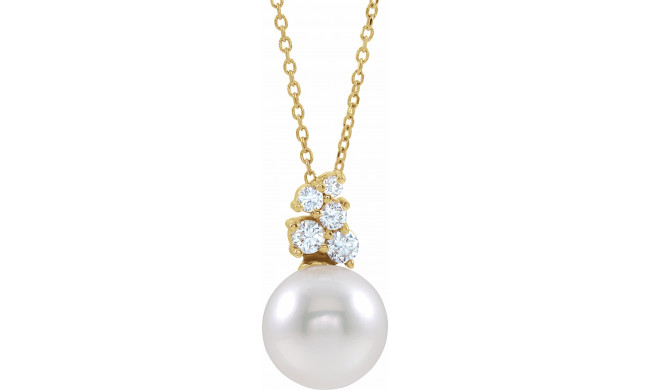 14K Yellow Freshwater Cultured Pearl & 1/4 CTW Diamond 16-18 Necklace - 86892611P