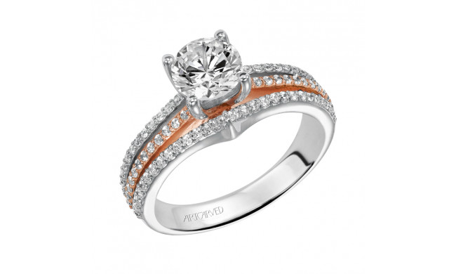 Artcarved Bridal Semi-Mounted with Side Stones Classic Diamond Engagement Ring Elizabeth 14K White Gold Primary & 14K Rose Gold - 31-V210ERR-E.00