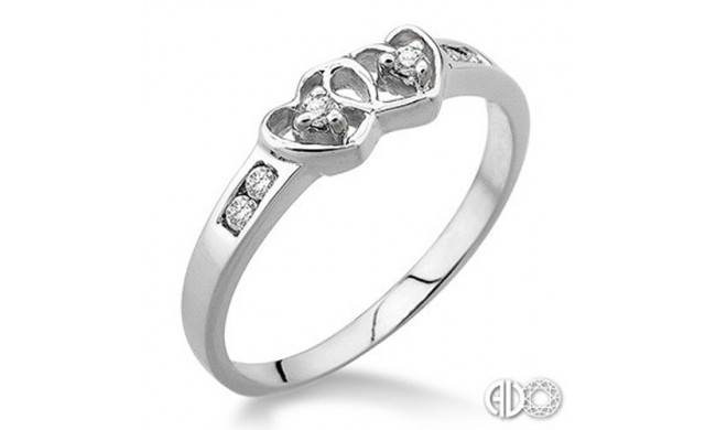 Ashi Diamonds Silver Twin Heart Ring