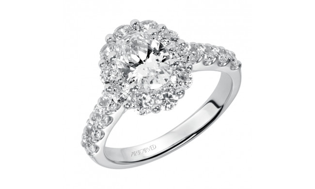 Artcarved Bridal Semi-Mounted with Side Stones Classic Halo Engagement Ring Wynona 14K White Gold - 31-V332EVW-E.01