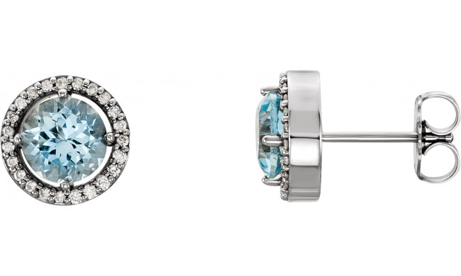 14K White Aquamarine & 1/6 CTW Diamond Earrings - 86069115P