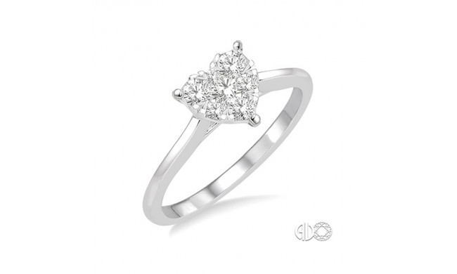 Ashi 14k White Gold Round Cut Diamond Heart Shape Lovebright Ring