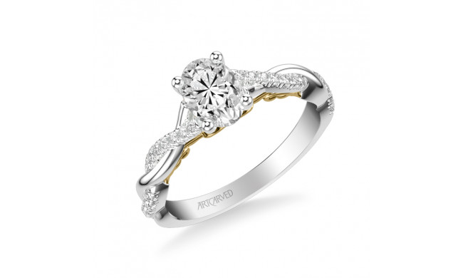 Artcarved Bridal Semi-Mounted with Side Stones Contemporary Lyric Engagement Ring Tilda 18K White Gold Primary & 18K Yellow Gold - 31-V1012EVWY-E.03