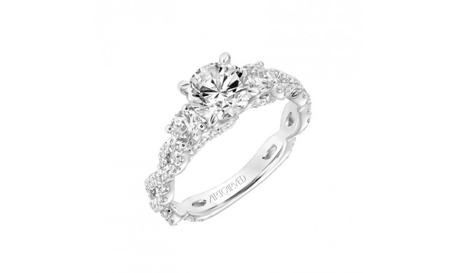 Artcarved Bridal Mounted with CZ Center Contemporary Floral 3-Stone Engagement Ring Hyacinth 14K White Gold - 31-V786ERW-E.00