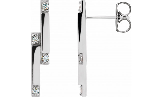 14K White 1/10 CTW Diamond Bar Earrings - 87051600P