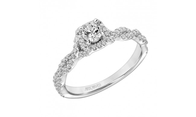 Artcarved Bridal Mounted Mined Live Center Contemporary One Love Halo Engagement Ring 18K White Gold - 31-V877ARW-E.01