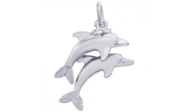 Sterling Silver Two Dolphins Charm