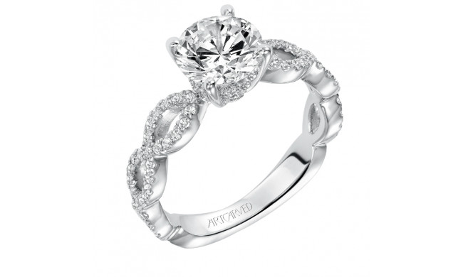 Artcarved Bridal Mounted with CZ Center Contemporary Twist Diamond Engagement Ring 14K White Gold - 31-V576FRW-E.00