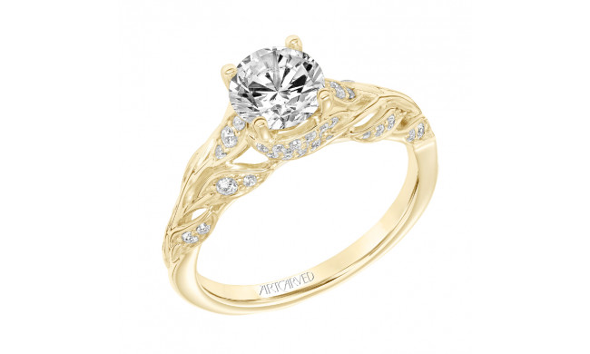 Artcarved Bridal Mounted with CZ Center Contemporary Floral Diamond Engagement Ring Camellia 18K Yellow Gold - 31-V844ERY-E.02