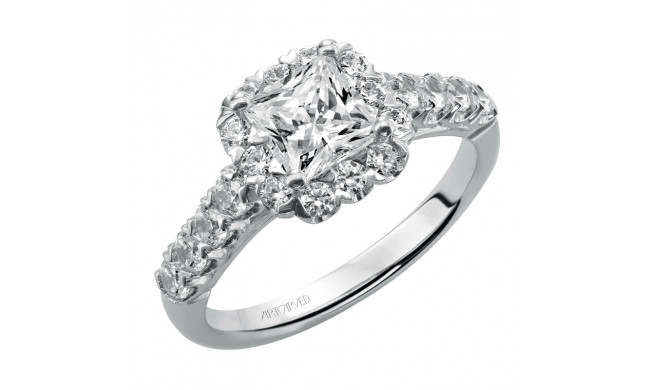 Artcarved Bridal Semi-Mounted with Side Stones Classic Halo Engagement Ring Jaime 14K White Gold - 31-V440ECW-E.01