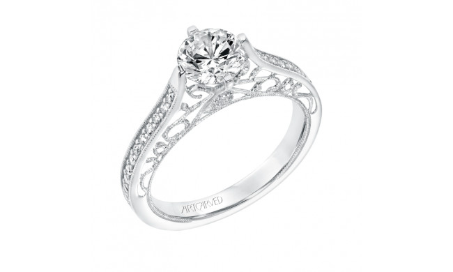 Artcarved Bridal Semi-Mounted with Side Stones Vintage Heritage Engagement Ring Juliana 14K White Gold - 31-V727ERW-E.01
