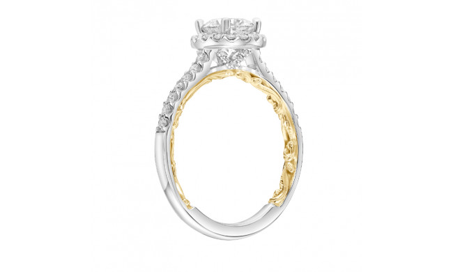 Artcarved Bridal Semi-Mounted with Side Stones Classic Lyric Halo Engagement Ring Theda 18K White Gold Primary & 18K Yellow Gold - 31-V924ERWY-E.03