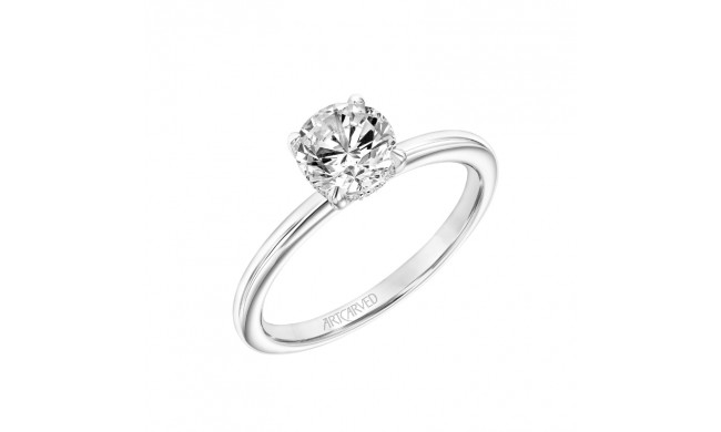 Artcarved Bridal Semi-Mounted with Side Stones Classic Solitaire Engagement Ring Elyse 18K White Gold - 31-V891ERW-E.03