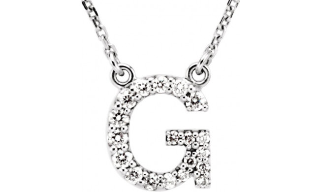14K White Initial G 1/8 CTW Diamond 16 Necklace - 67311106P
