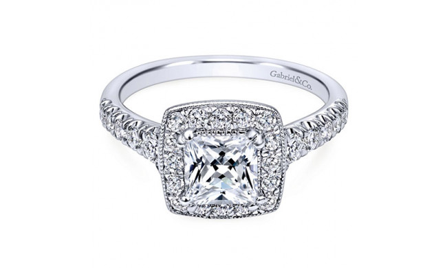 Gabriel & Co. 14k White Gold Princess Cut Halo Engagement Ring