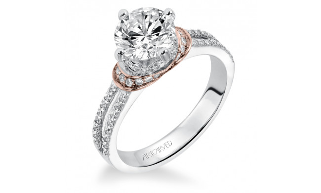 Artcarved Bridal Mounted with CZ Center Contemporary Engagement Ring Alexandria 14K White Gold Primary & 14K Rose Gold - 31-V311GRR-E.00