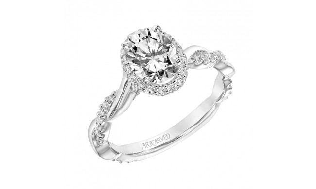 Artcarved Bridal Semi-Mounted with Side Stones Contemporary Twist Halo Engagement Ring Rina 14K White Gold - 31-V898EVW-E.01