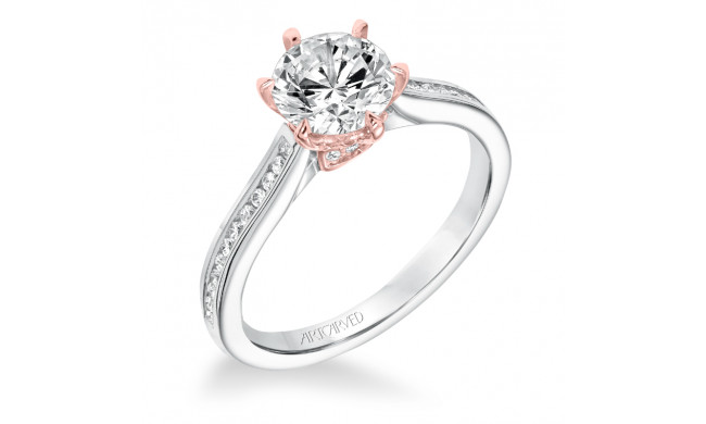Artcarved Bridal Semi-Mounted with Side Stones Classic Diamond Engagement Ring Maura 14K White Gold Primary & 14K Rose Gold - 31-V649FRR-E.01