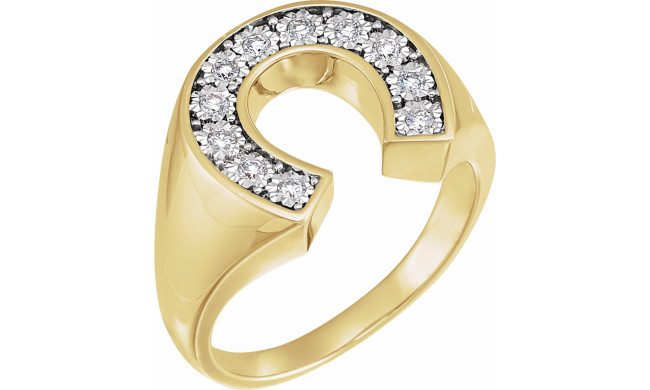 14K Yellow & White 1/4 CTW Diamond Men's Horseshoe Ring - 65162360000P