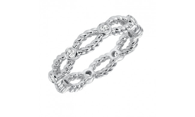 Artcarved Bridal Mounted with Side Stones Contemporary Stackable Eternity Anniversary Band 14K White Gold - 33-V16A4W65-L.00