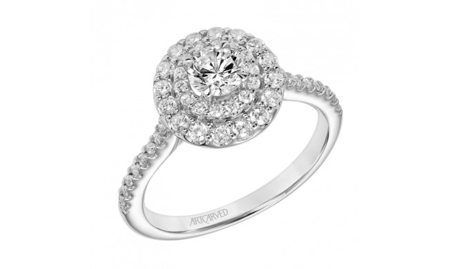 Artcarved Bridal Semi-Mounted with Side Stones Classic One Love Engagement Ring 18K White Gold - 31-V882BRW-E.05