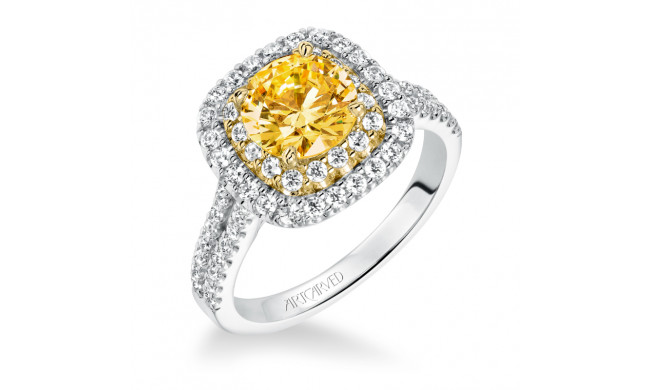 Artcarved Bridal Semi-Mounted with Side Stones Classic Halo Engagement Ring Marigold 14K White Gold Primary & 14K Yellow Gold - 31-V611GRA-E.01