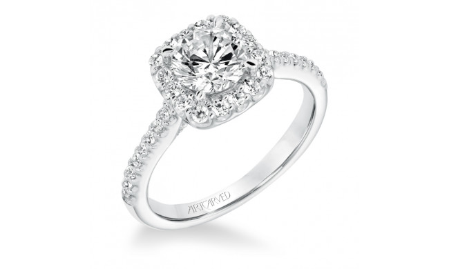 Artcarved Bridal Semi-Mounted with Side Stones Classic Halo Engagement Ring Liv 14K White Gold - 31-V644ERW-E.01