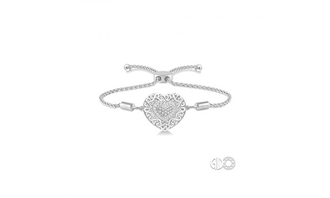 Ashi Sterling Silver White Single Cut Diamond Heart Bracelet