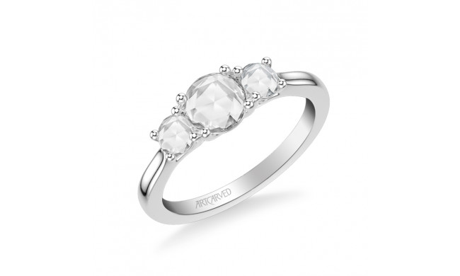 Artcarved Bridal Mounted Mined Live Center Classic Rose Goldcut 3-Stone Engagement Ring Belinda 14K White Gold - 31-V975CRW-E.00