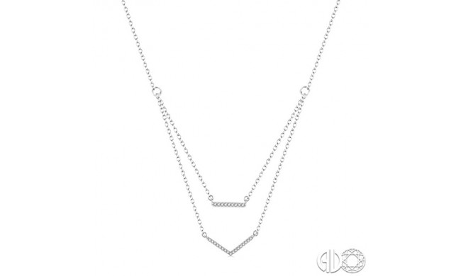 Ashi 10k White Gold BAR/V-SHAPE Diamond Necklace