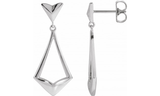 14K White Geometric Dangle Earrings with Backs - 86923600P