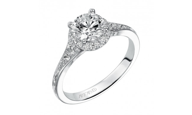 Artcarved Bridal Mounted with CZ Center Vintage Vintage Halo Engagement Ring Farrah 14K White Gold - 31-V488ERW-E.00