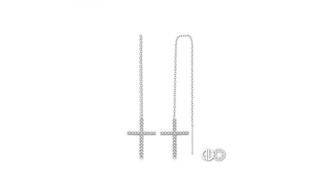 Ashi Diamonds 10k White Gold Diamond Cross Threader Earrings