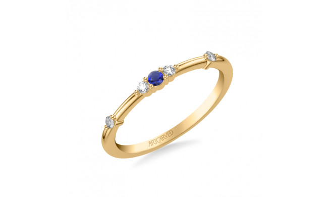 Artcarved Bridal Mounted with Side Stones Classic Anniversary Band 18K Yellow Gold & Blue Sapphire - 33-V9473SY-L.01